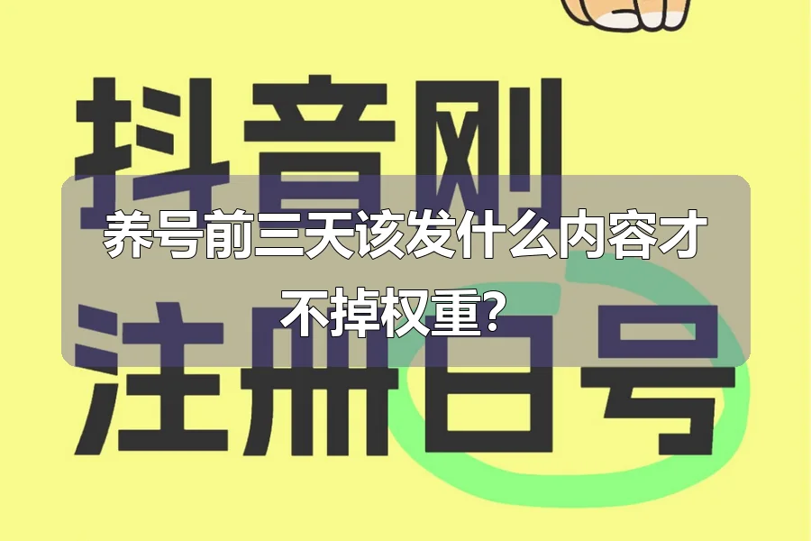 养号前三天该发什么内容才不掉权重?