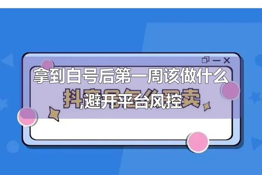 拿到白号后第一周该做什么,避开平台风控